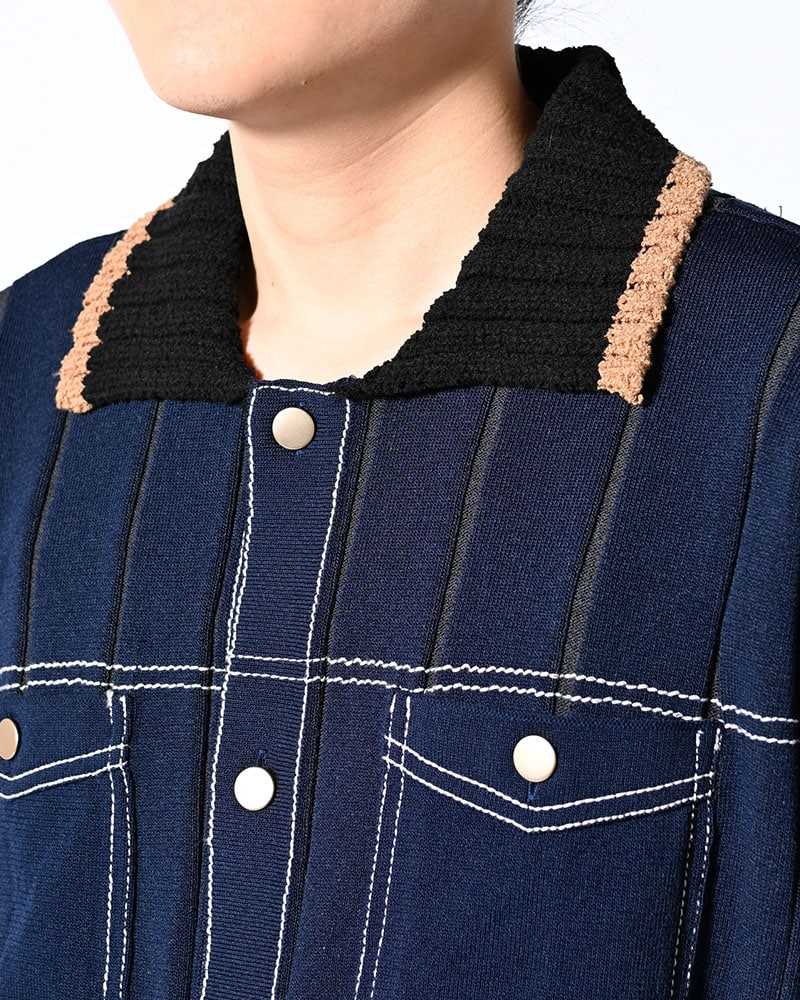 KOOI  CLASSIC RIB KNIT SHIRT -NAVY- NAVY 1