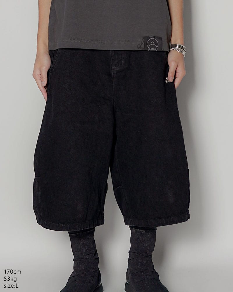 CONTE STRUT  3D DENIM HALF PANTS -BLACK- BLACK M