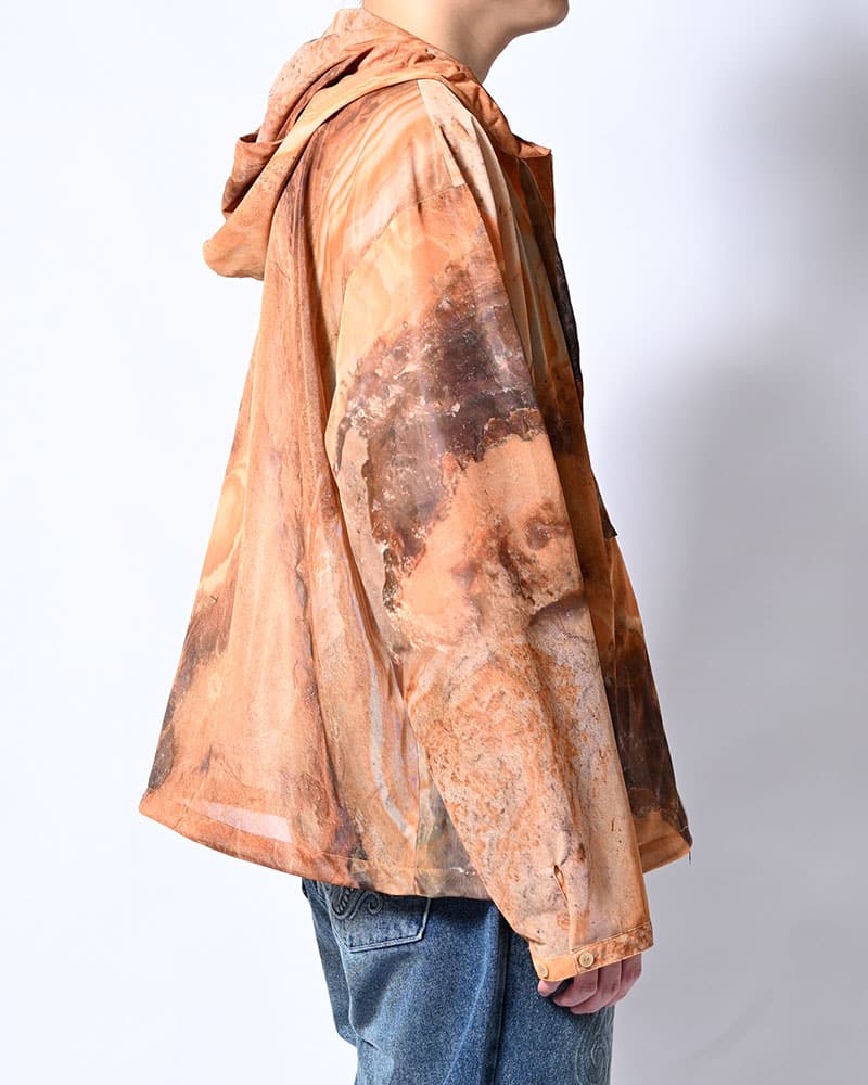 KOOI  NATURE PRINT SHEER ZIP HOODIE -BEIGE- BEIGE 1