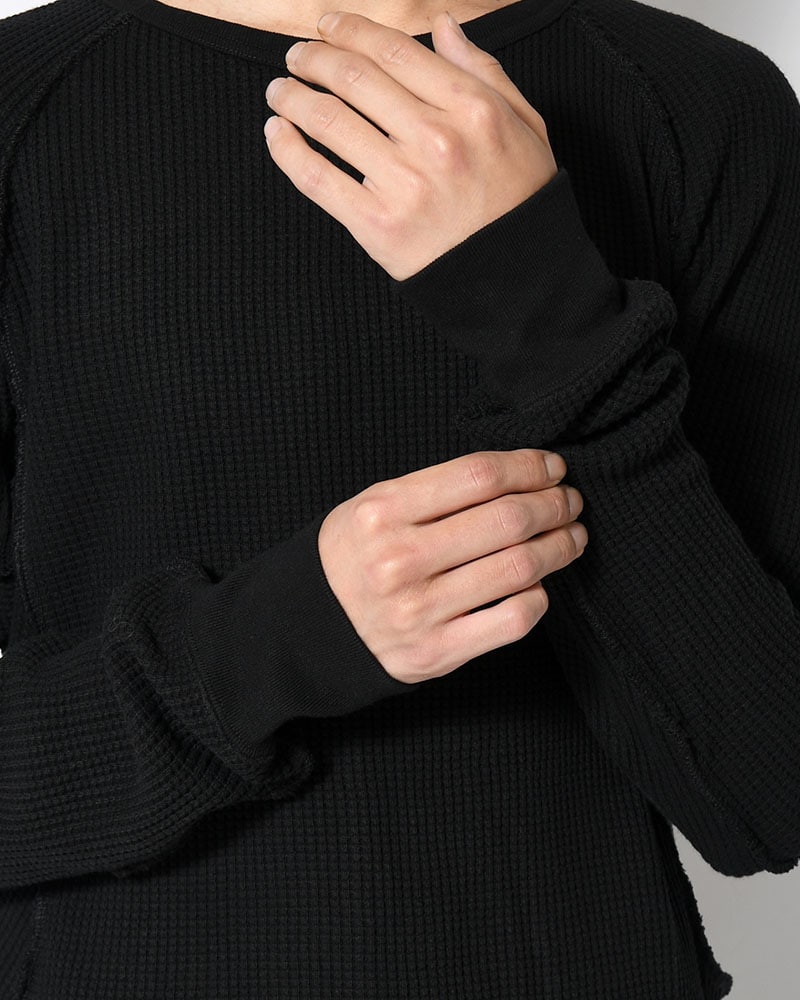 NVRFRGT  WAFFLE THERMAL LONG SLEEVE T-SHIRT -BLACK- BLACK 1