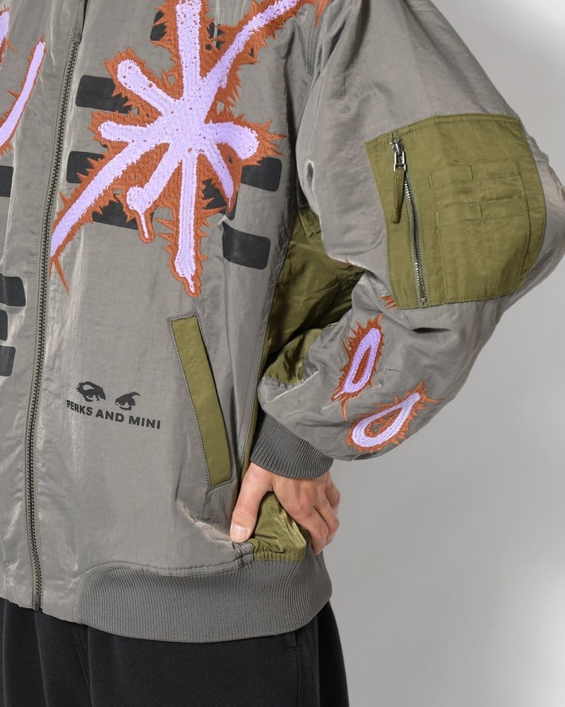 Perks And Mini  ADORNED REVERSIBLE BOMBER JACKET -DRABS- DRABS M