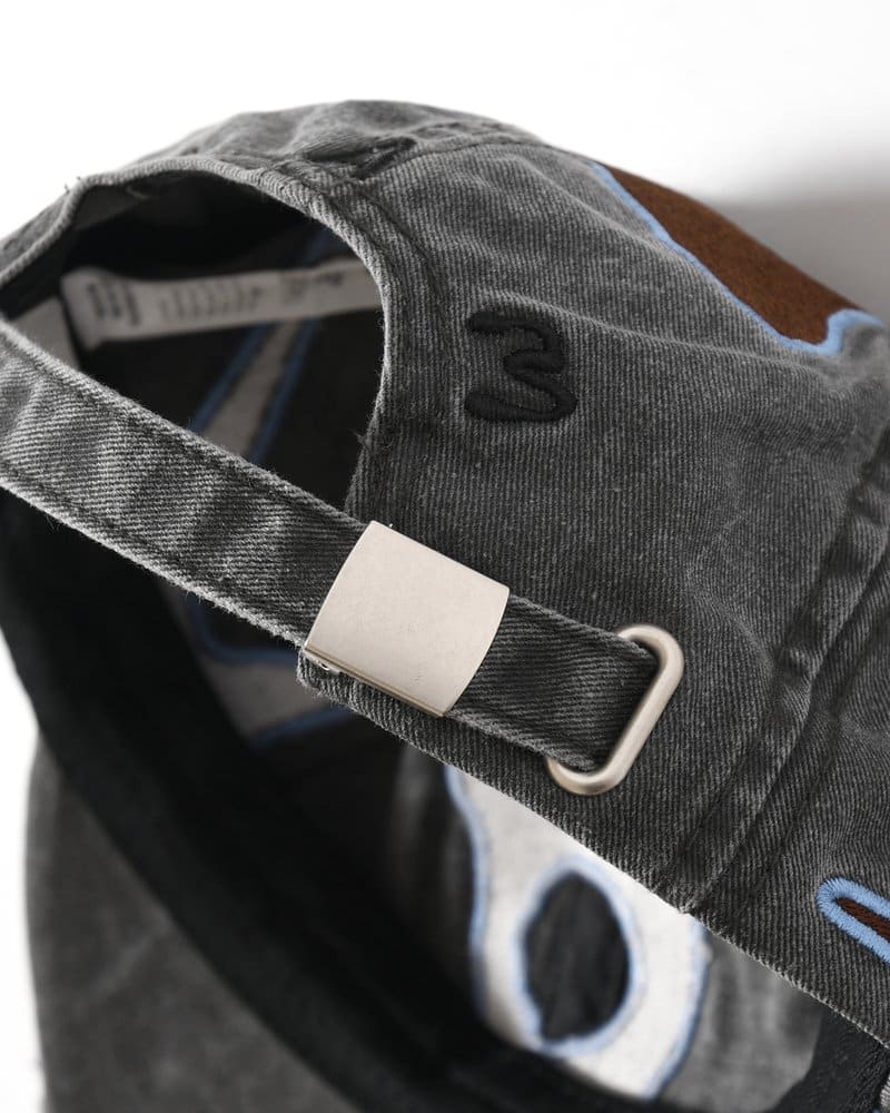 Perks And Mini  OUTLINE LOGO CAP -BLACK WASH- BLACK WASH ONE SIZE