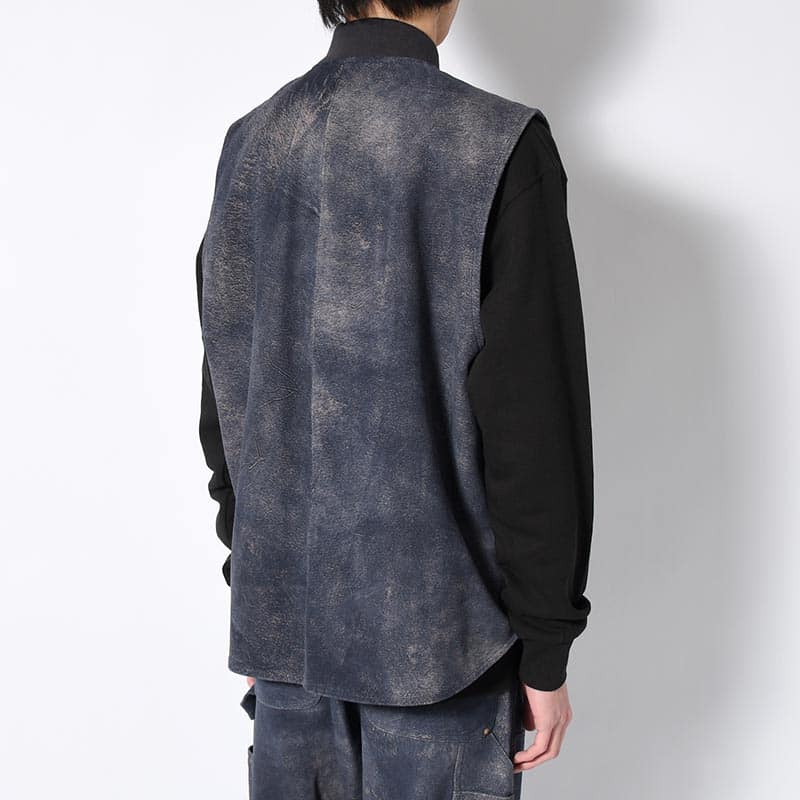 SEVEN BY SEVEN  LEATHER WORK VEST Goat suede Antique finish NAVY S