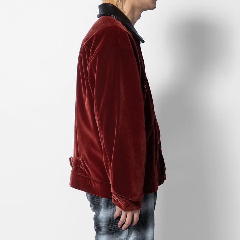 KOOI  VELVETEEN MINIMAL JACKET RED 1