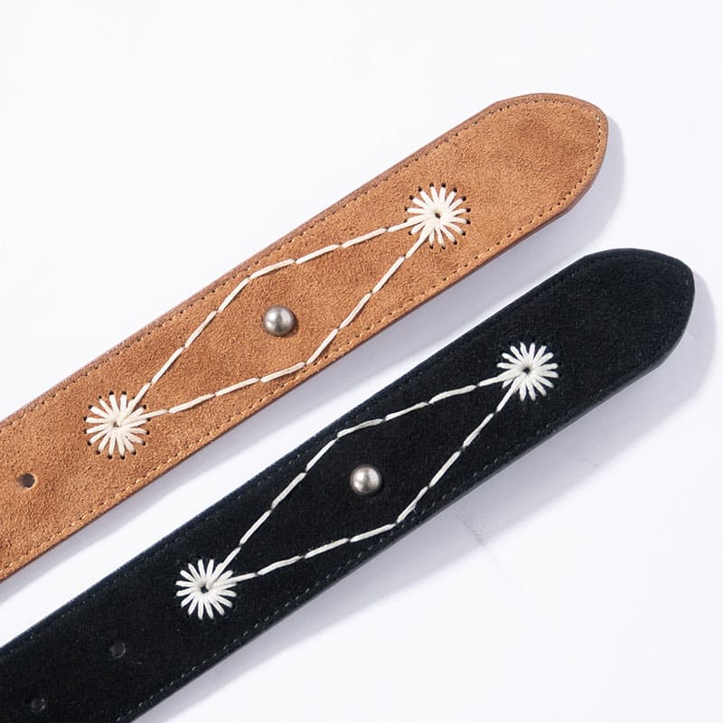 KOOI  STITCH WORK SUEDE BELT BLACK ONE SIZE