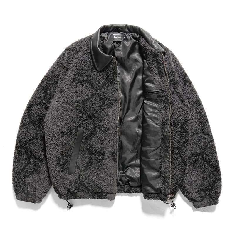 Pretense  Python Pattern Boa Jacket CHARCOAL M