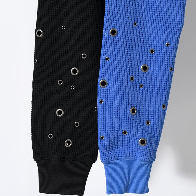 ANTIMID  EYELET THERMAL ZIP HOODIE BLUE S