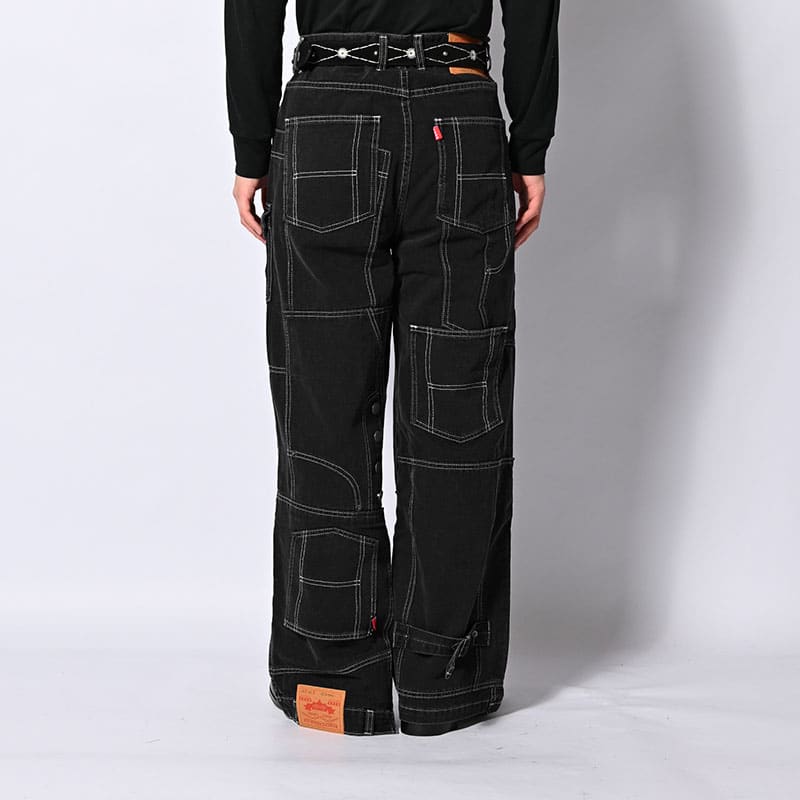 HIGH-GATE  CLUSTERS DENIM PANTS BLACK 1