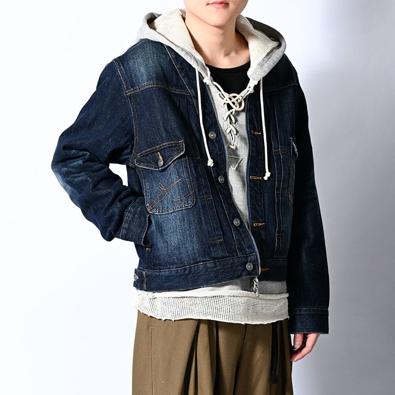 KOOI  CARDIGAN ZIP DENIM JACKET INDIGO 1