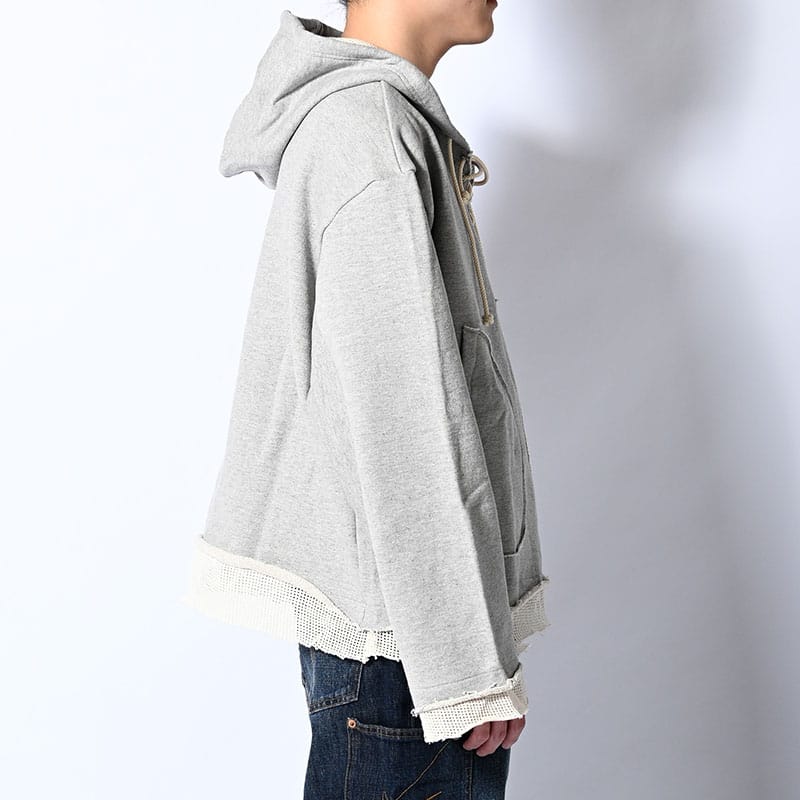 KOOI  MESH LAYER LACE UP HOODIE H.GRAY 1
