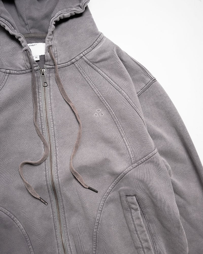 CONTE STRUT  RIB-PANEL ZIP HOODIE GREY M