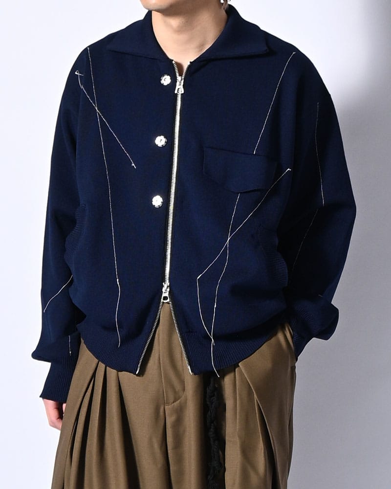 KOOI  STITCH KNIT BLOUSON NAVY 1