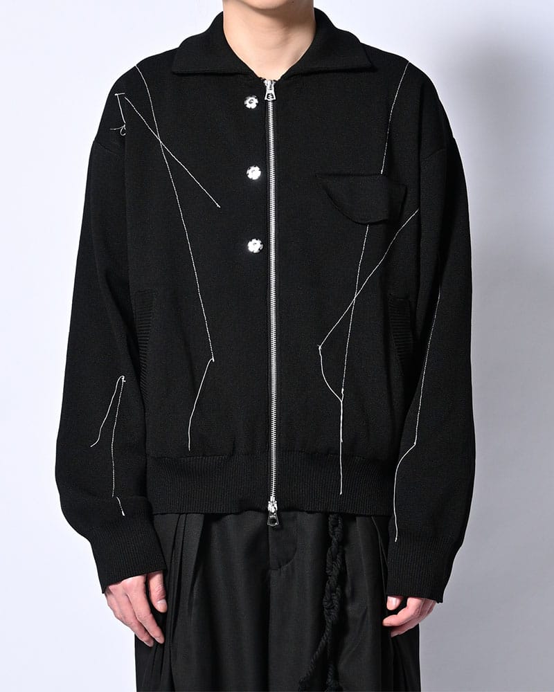 KOOI  STITCH KNIT BLOUSON BLACK 1