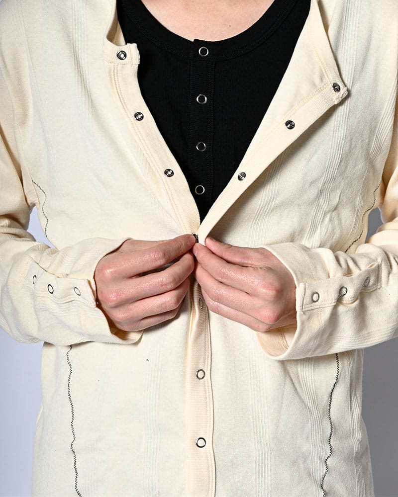 Robert P. Miller×KOOI  STITCH PANEL RIBBED CARDIGAN -IVORY- IVORY 1