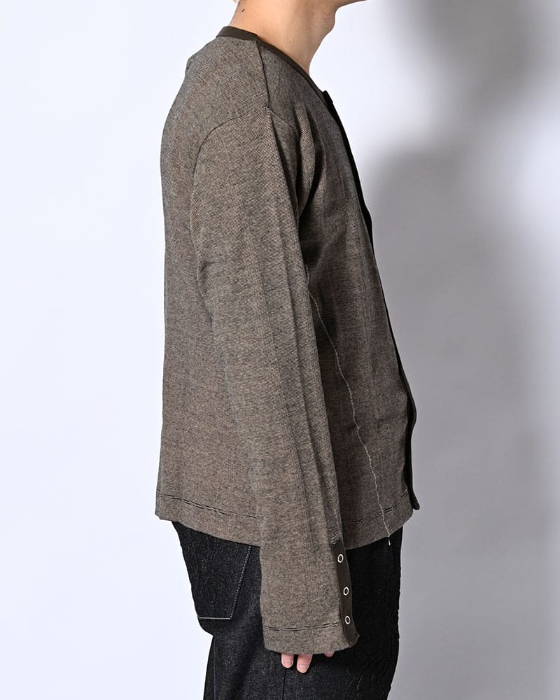 Robert P. Miller×KOOI  STITCH PANEL RIBBED CARDIGAN -BROWN- BROWN 1
