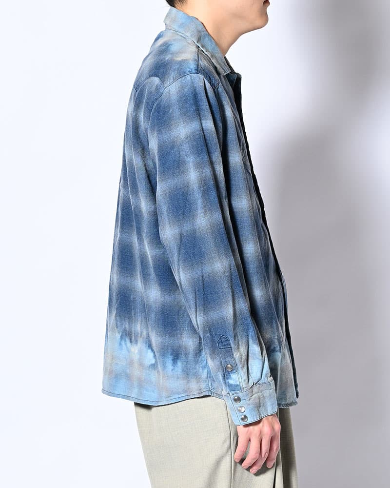 KOOI  INDIGO CHECK WESTERN SHIRTS -BLUE- BLUE 1