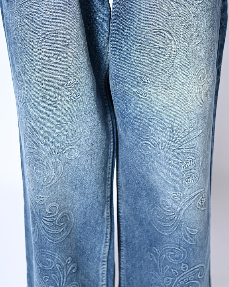 KOOI  EMBOSS DENIM PANTS -W.INDIGO- W.INDIGO 1