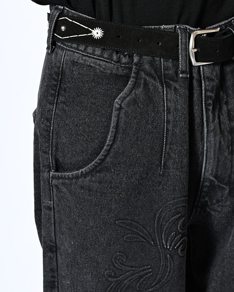 KOOI  EMBOSS DENIM PANTS -BLACK- BLACK 1