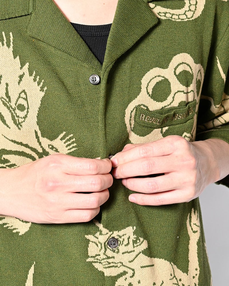 HIGH-GATE  OUTLAW KNIT SHIRT -GREEN- GREEN 1