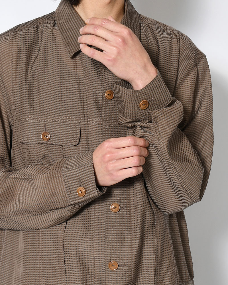SEVEN BY SEVEN×Lee  SHEER COWBOY JACKET -Gingham Check Indian fabric- -GREIGE- GREIGE S