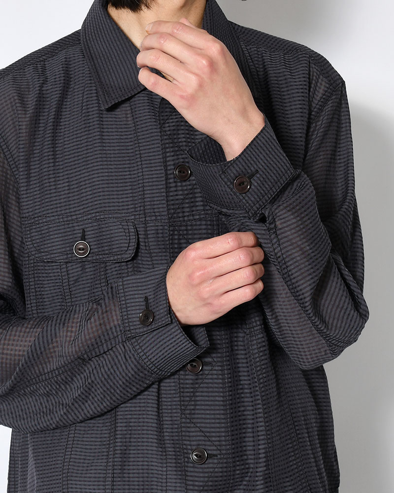 SEVEN BY SEVEN×Lee  SHEER COWBOY JACKET -Gingham Check Indian fabric- -BLACK- BLACK S
