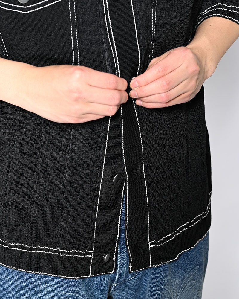 KOOI  CLASSIC RIB KNIT SHIRT -BLACK- BLACK 1