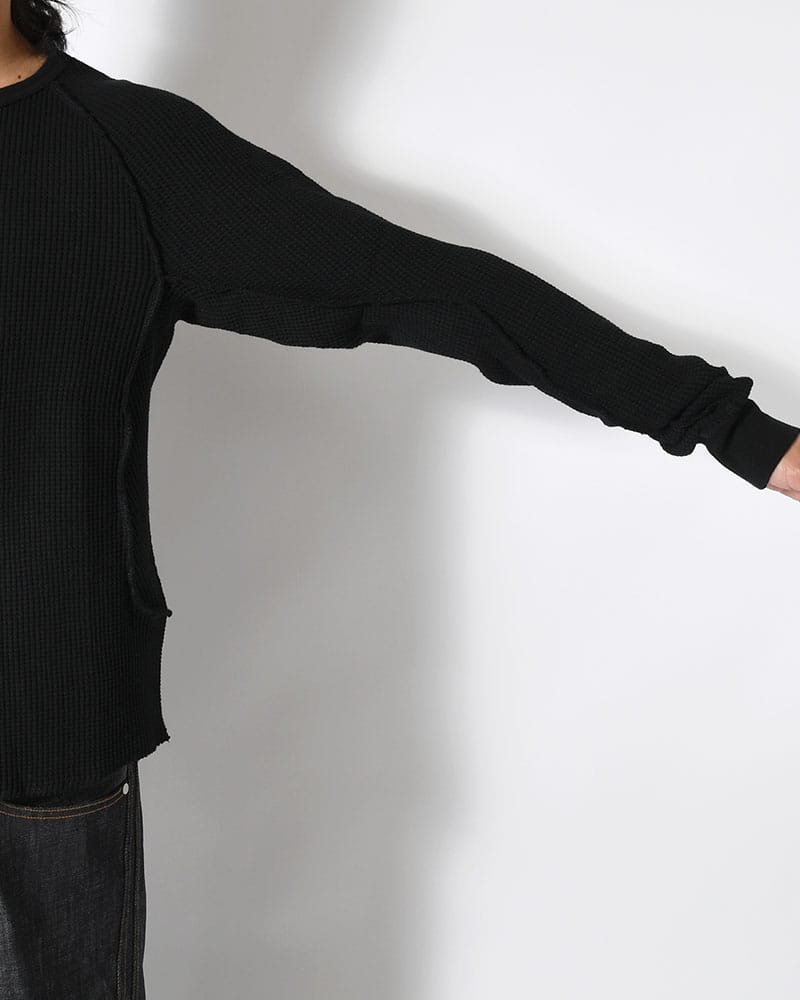 NVRFRGT  WAFFLE THERMAL LONG SLEEVE T-SHIRT -BLACK- BLACK 1