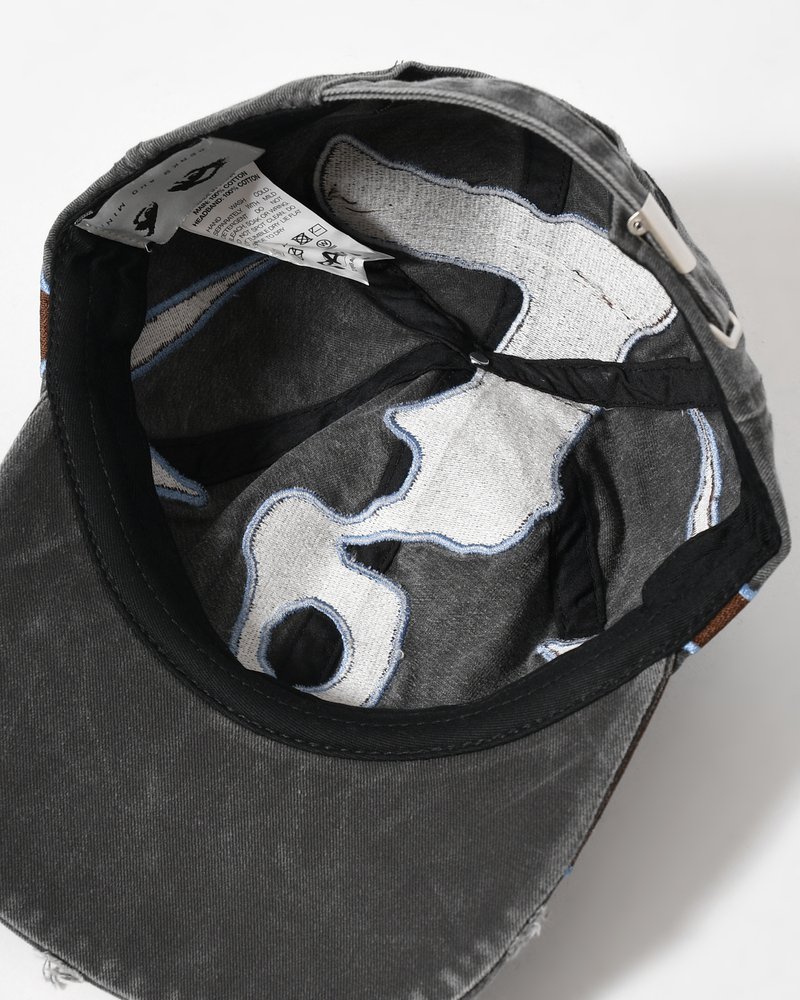 Perks And Mini  OUTLINE LOGO CAP -BLACK WASH- BLACK WASH ONE SIZE