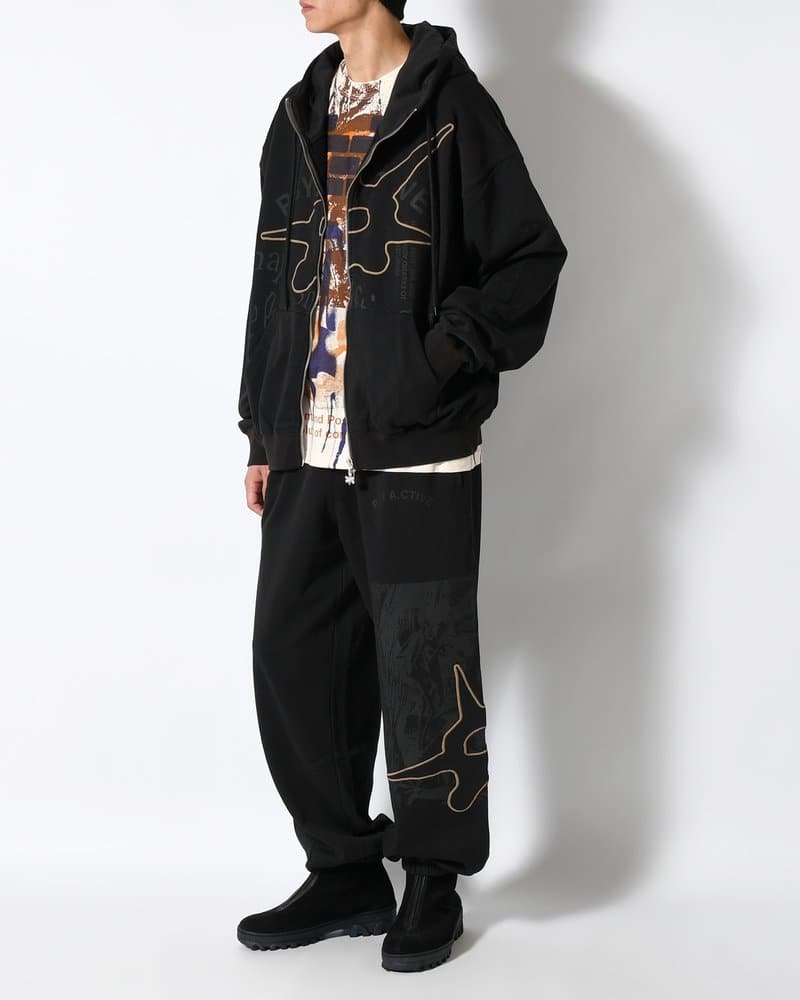 Perks And Mini  SHAPE SHIFT HOODED ZIP THRU SWEAT -BLACK WASH- BLACK WASH M