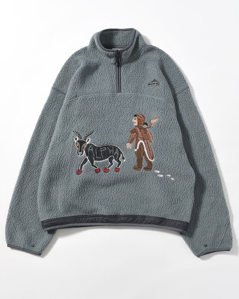 SOMEWHERE OUTSIDE HIKING COMPANY  MOUNTAIN GOAT POLARTEC FLEECE ANORAK -GREY- GREY L