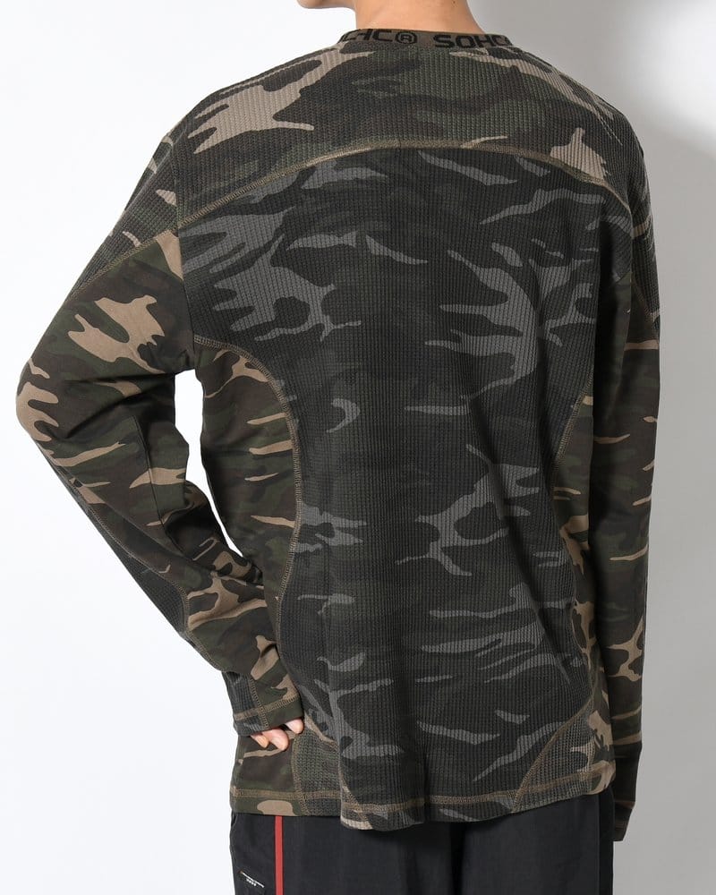 SOMEWHERE OUTSIDE HIKING COMPANY  WAFFLE TEXTURE COVERSTITCH L/SL -MULTI- MULTI L