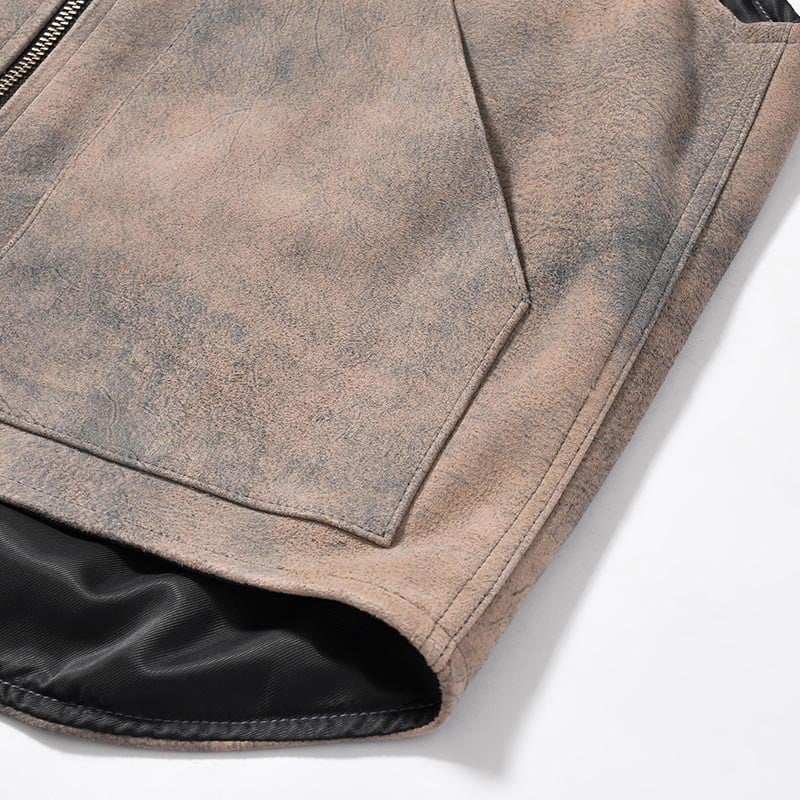 SEVEN BY SEVEN  LEATHER WORK VEST Goat suede Antique finish GRAY S