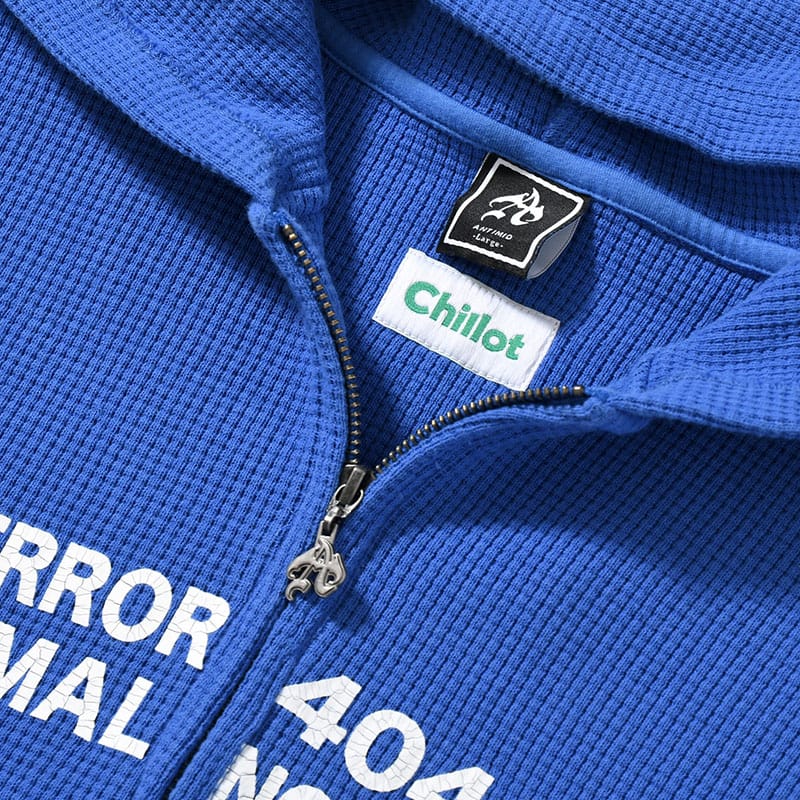 ANTIMID  EYELET THERMAL ZIP HOODIE BLUE S