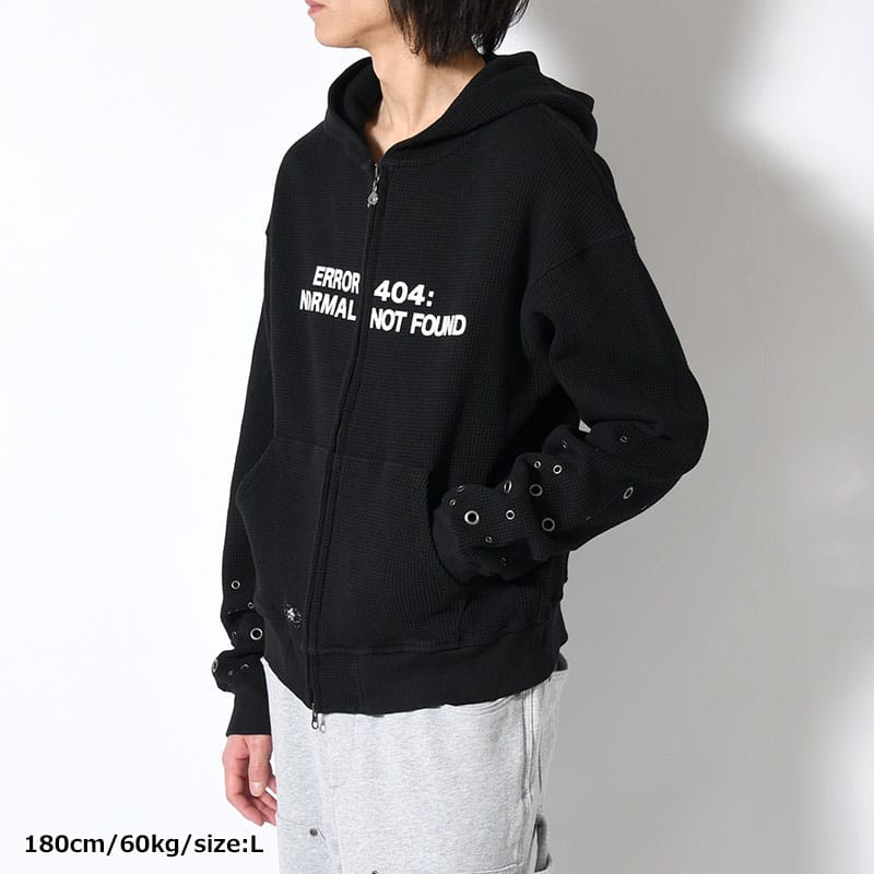 ANTIMID  EYELET THERMAL ZIP HOODIE BLACK S