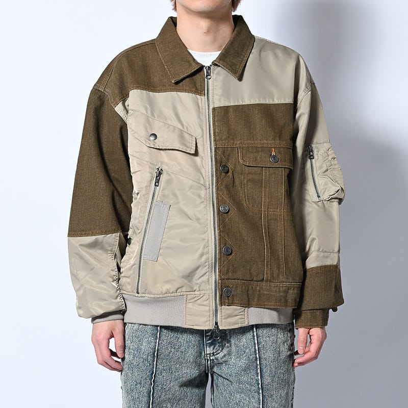 HIGH-GATE  REBUILD MA-1 TRUCKER JACKET KHAKI 1