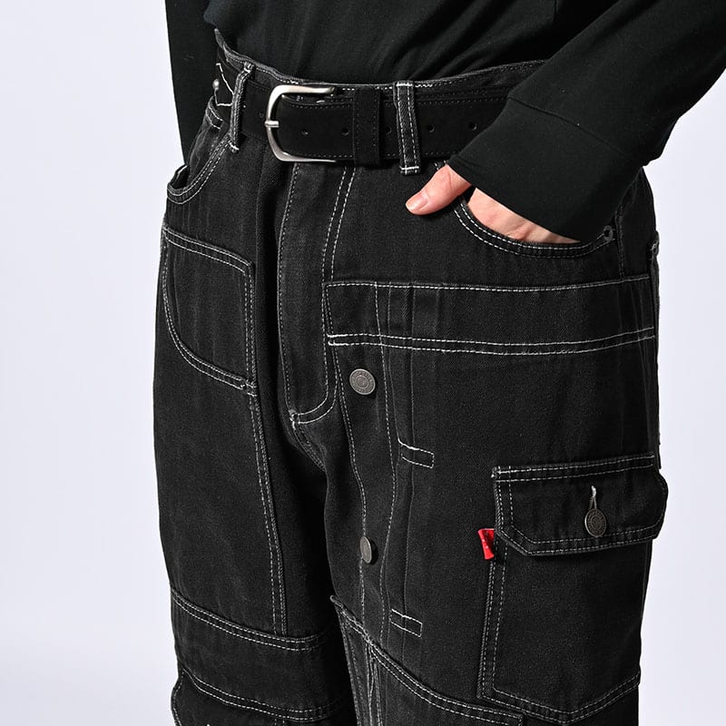 HIGH-GATE  CLUSTERS DENIM PANTS BLACK 1