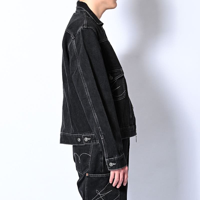 KOOI  CARDIGAN ZIP DENIM JACKET W.BLACK 1