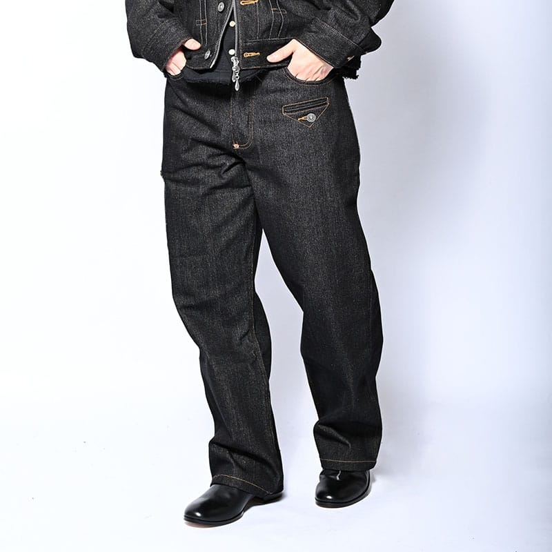KOOI  IRREGULAR BOYS DENIM PANTS BLACK 1
