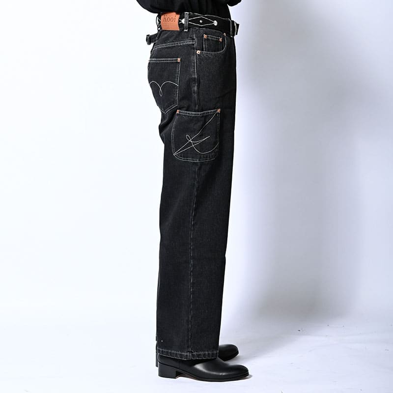 KOOI  IRREGULAR BOYS DENIM PANTS W.BLACK 1