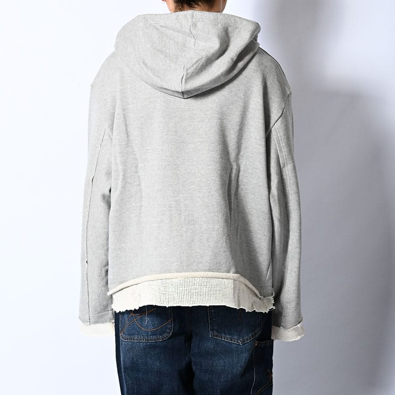 KOOI  MESH LAYER LACE UP HOODIE H.GRAY 1