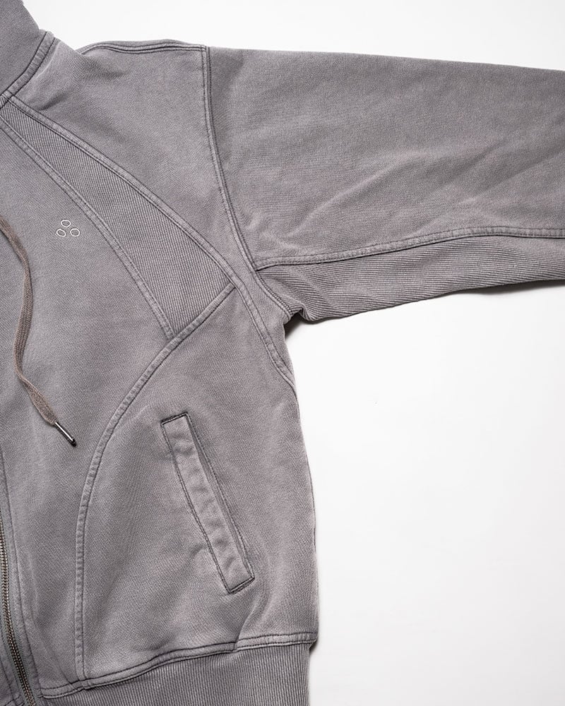 CONTE STRUT  RIB-PANEL ZIP HOODIE GREY M