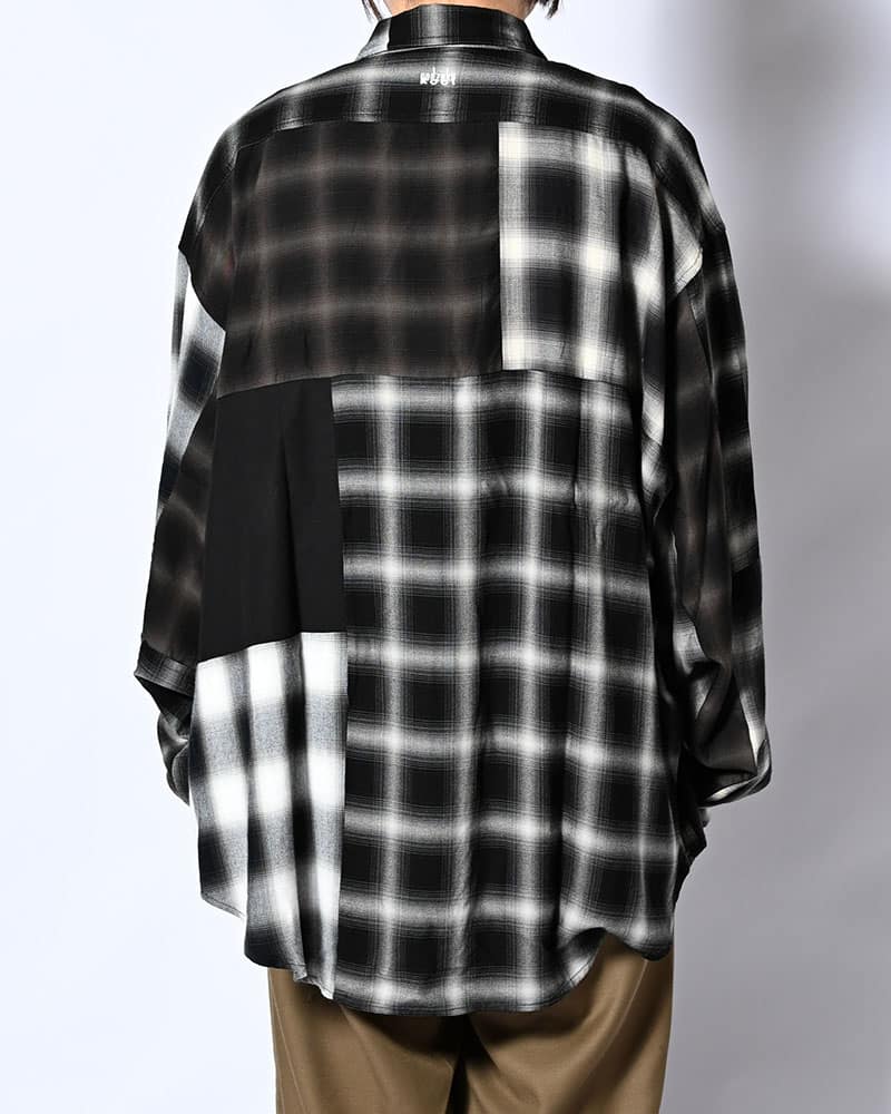 NODZOKU×KOOI  PATCHWORK OVER SHIRT -OMBRE CHECK- OMBRE CHECK FREE
