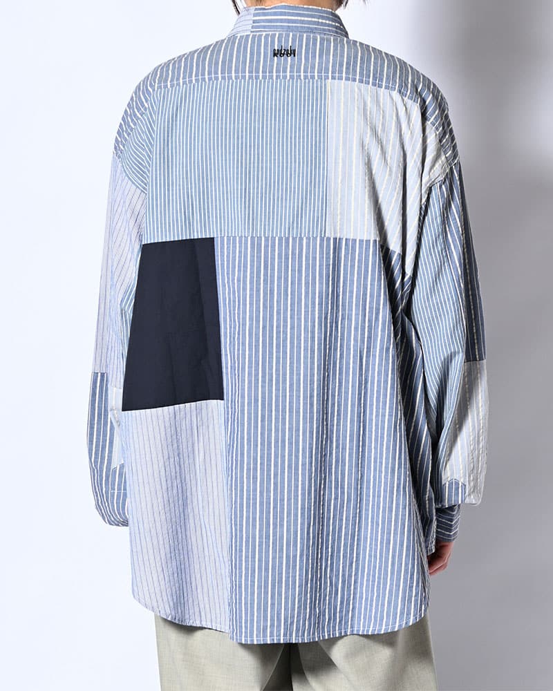 NODZOKU×KOOI  PATCHWORK OVER SHIRT -MULTI STRIPE- MULTI STRIPE FREE