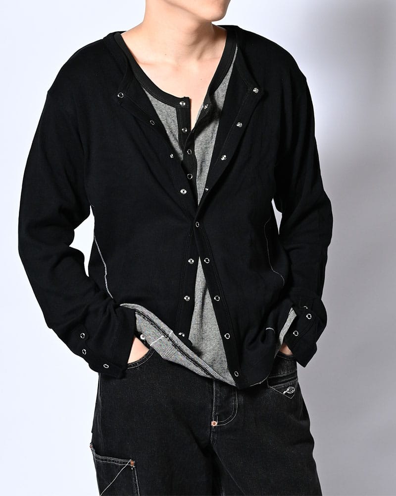 Robert P. Miller×KOOI  STITCH PANEL RIBBED TANKTOP -BLACK- BLACK 1