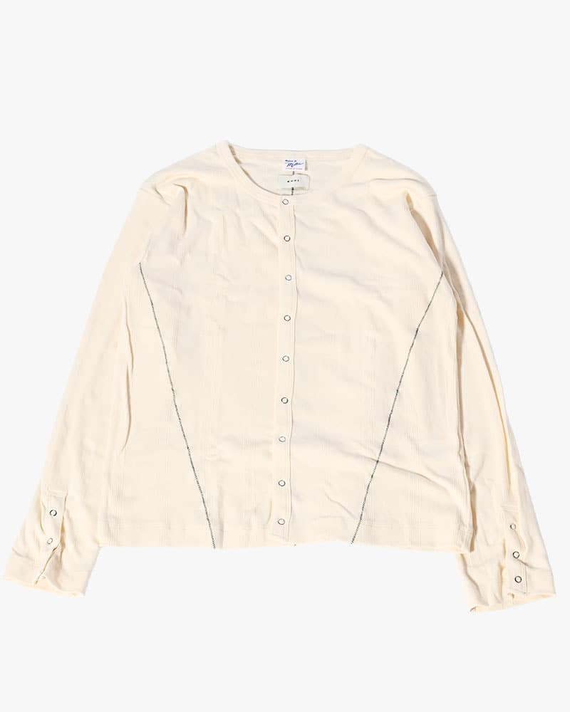 Robert P. Miller×KOOI  STITCH PANEL RIBBED CARDIGAN -IVORY- IVORY 1