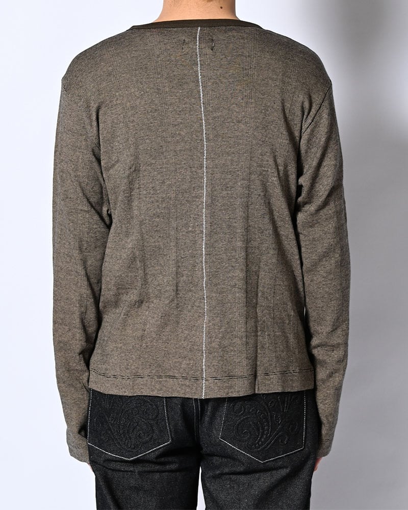 Robert P. Miller×KOOI  STITCH PANEL RIBBED CARDIGAN -BROWN- BROWN 1