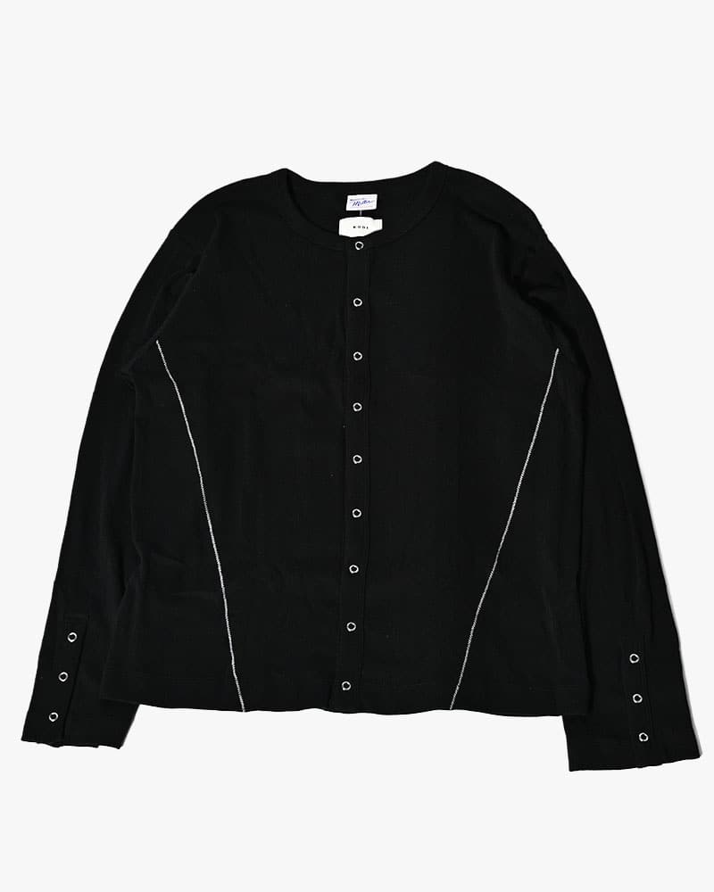 Robert P. Miller×KOOI  STITCH PANEL RIBBED CARDIGAN -BLACK- BLACK 1