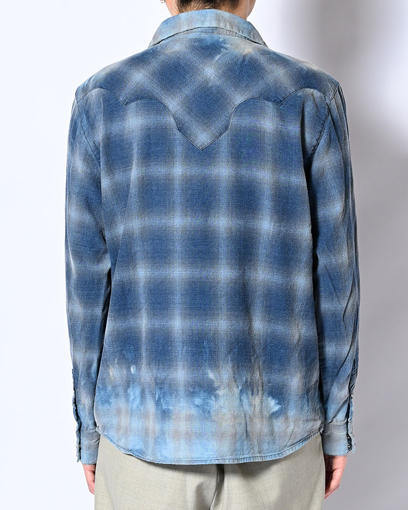 KOOI  INDIGO CHECK WESTERN SHIRTS -BLUE- BLUE 1
