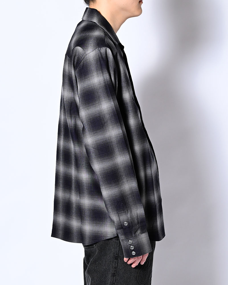KOOI  INDIGO CHECK WESTERN SHIRTS -BLACK- BLACK 1