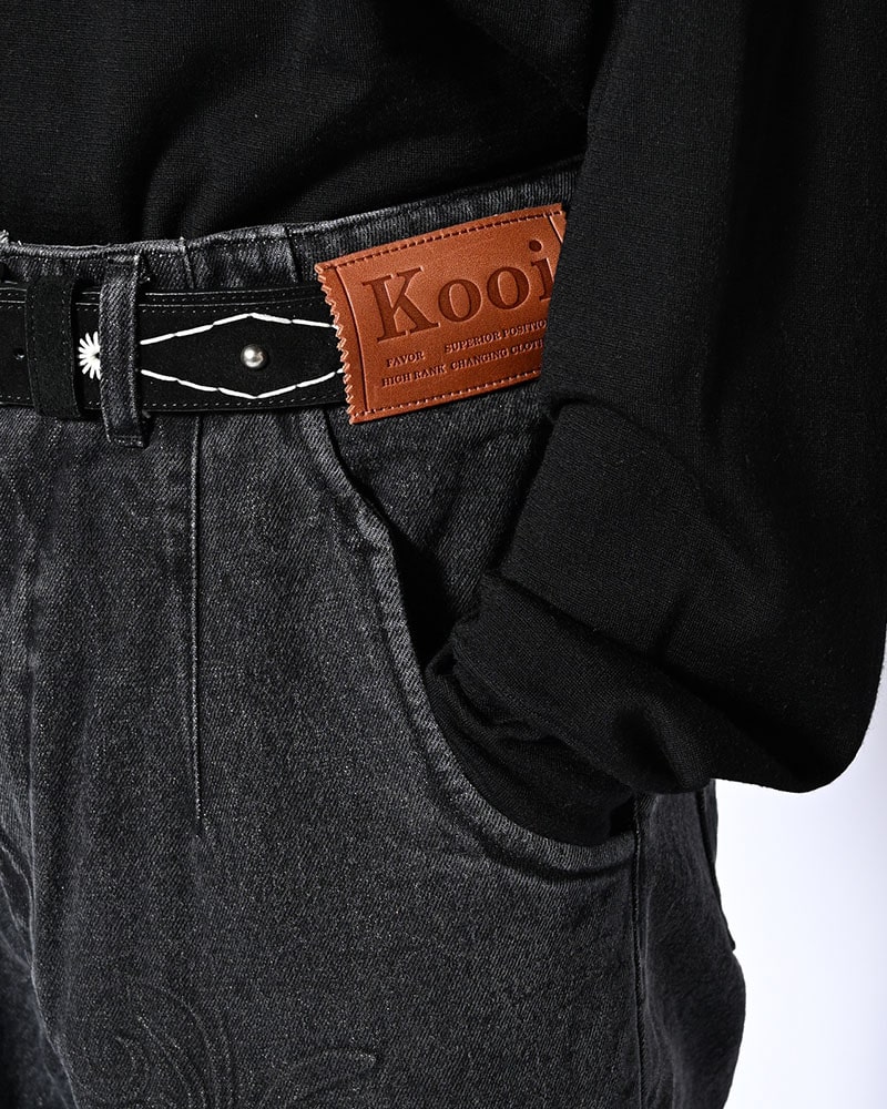 KOOI  EMBOSS DENIM PANTS -BLACK- BLACK 1